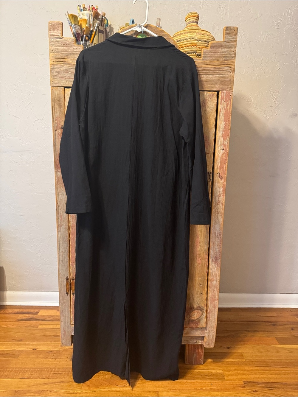 Valera Classic Linen Black Long Shirt Dress - Women's size large NWOT - Picture 7 of 13